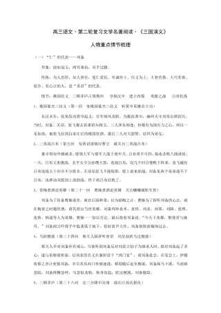 《三国演义》重点人物情节梳理