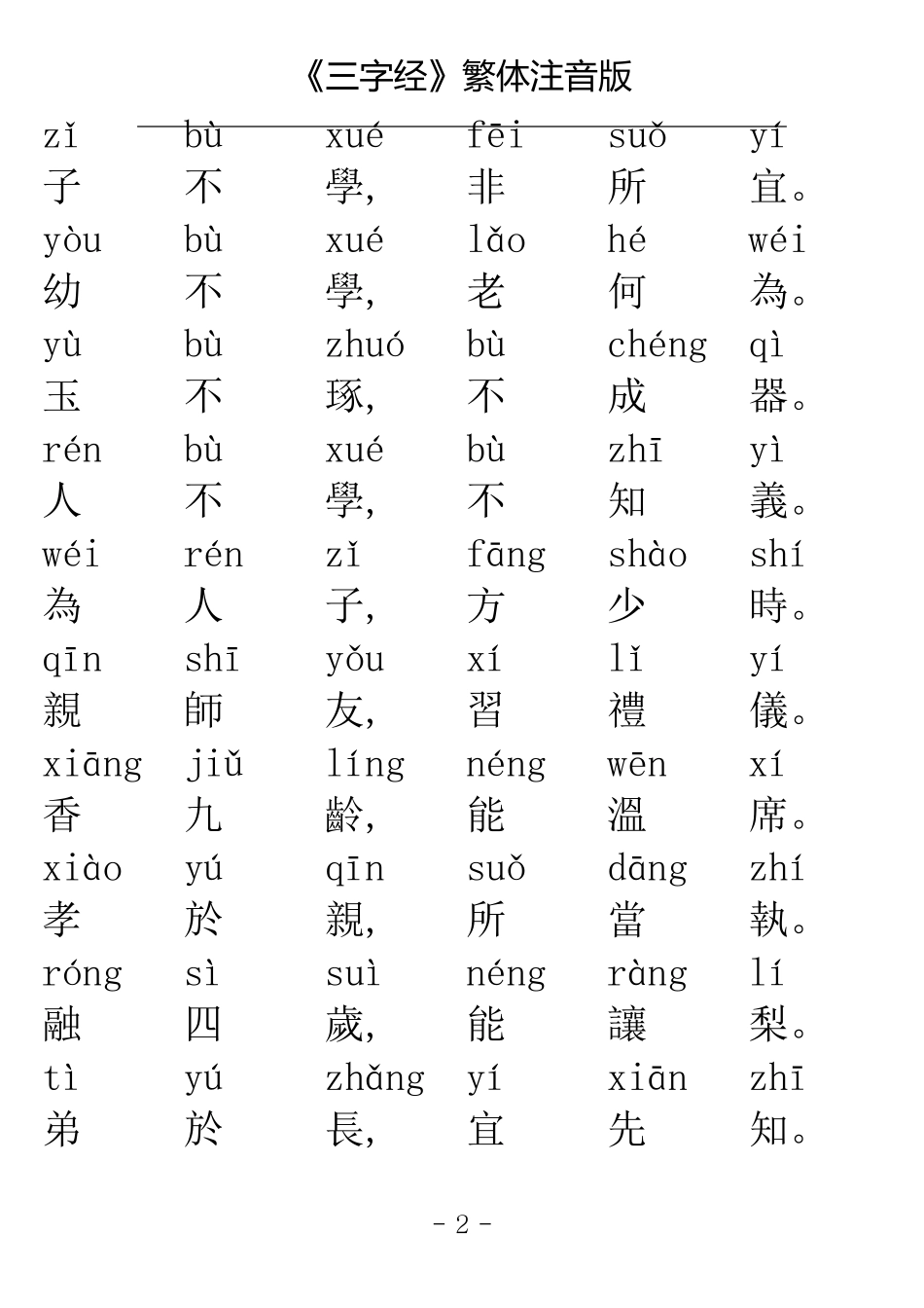 《三字经》繁体注音版_第2页