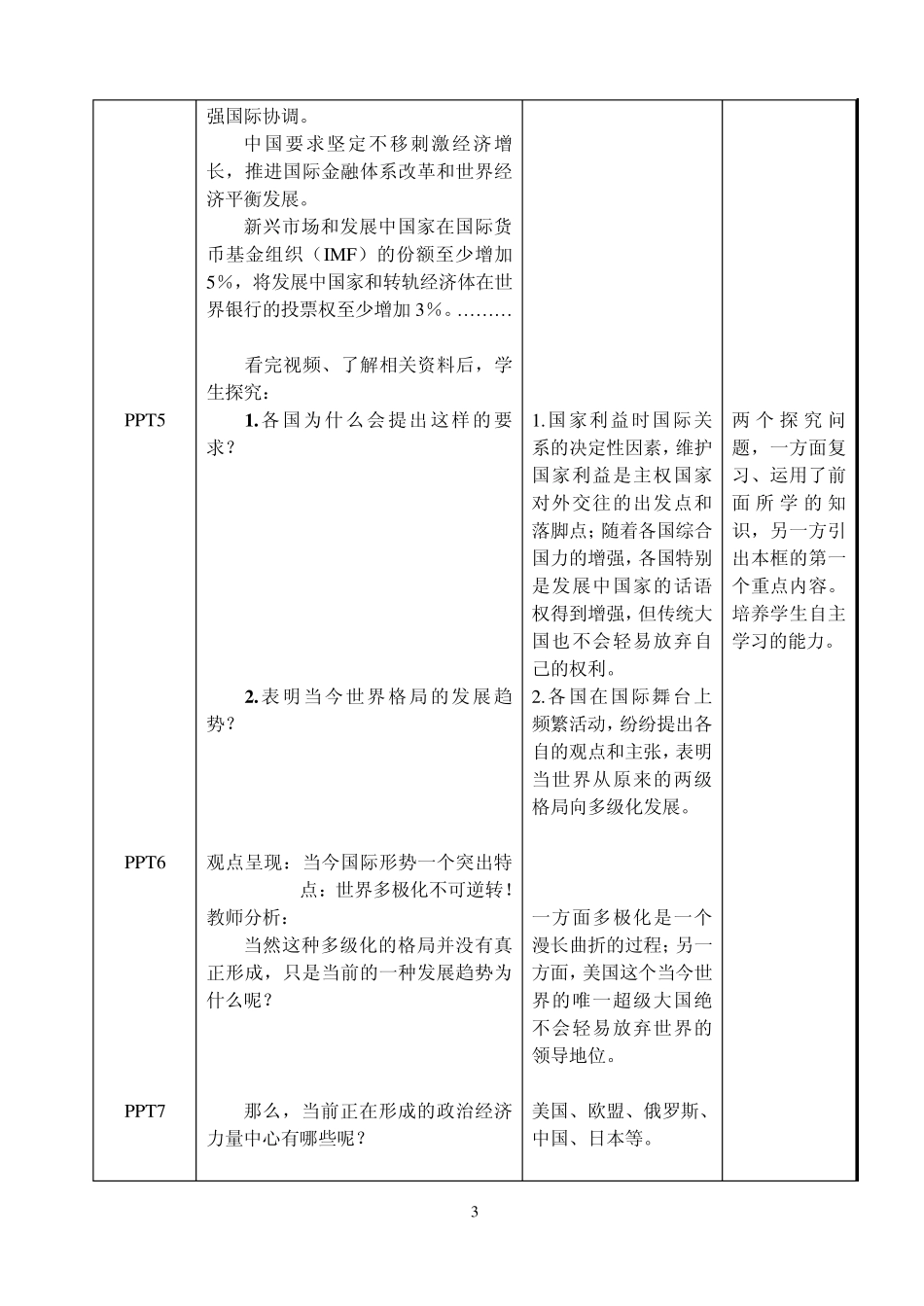 《世界多极化：不可逆转》教学设计_第3页