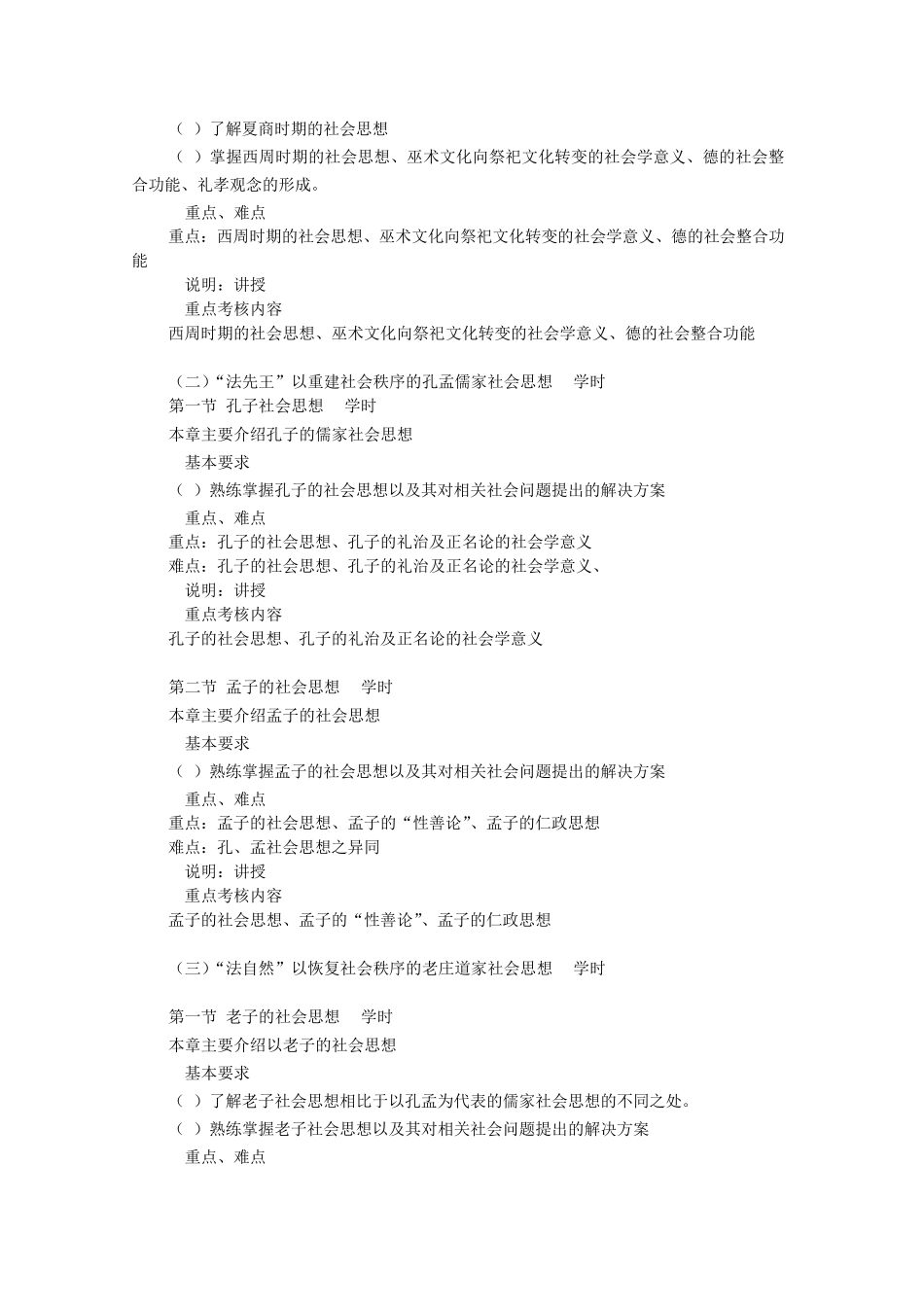 《中国社会思想史》本科课程教学大纲_第2页