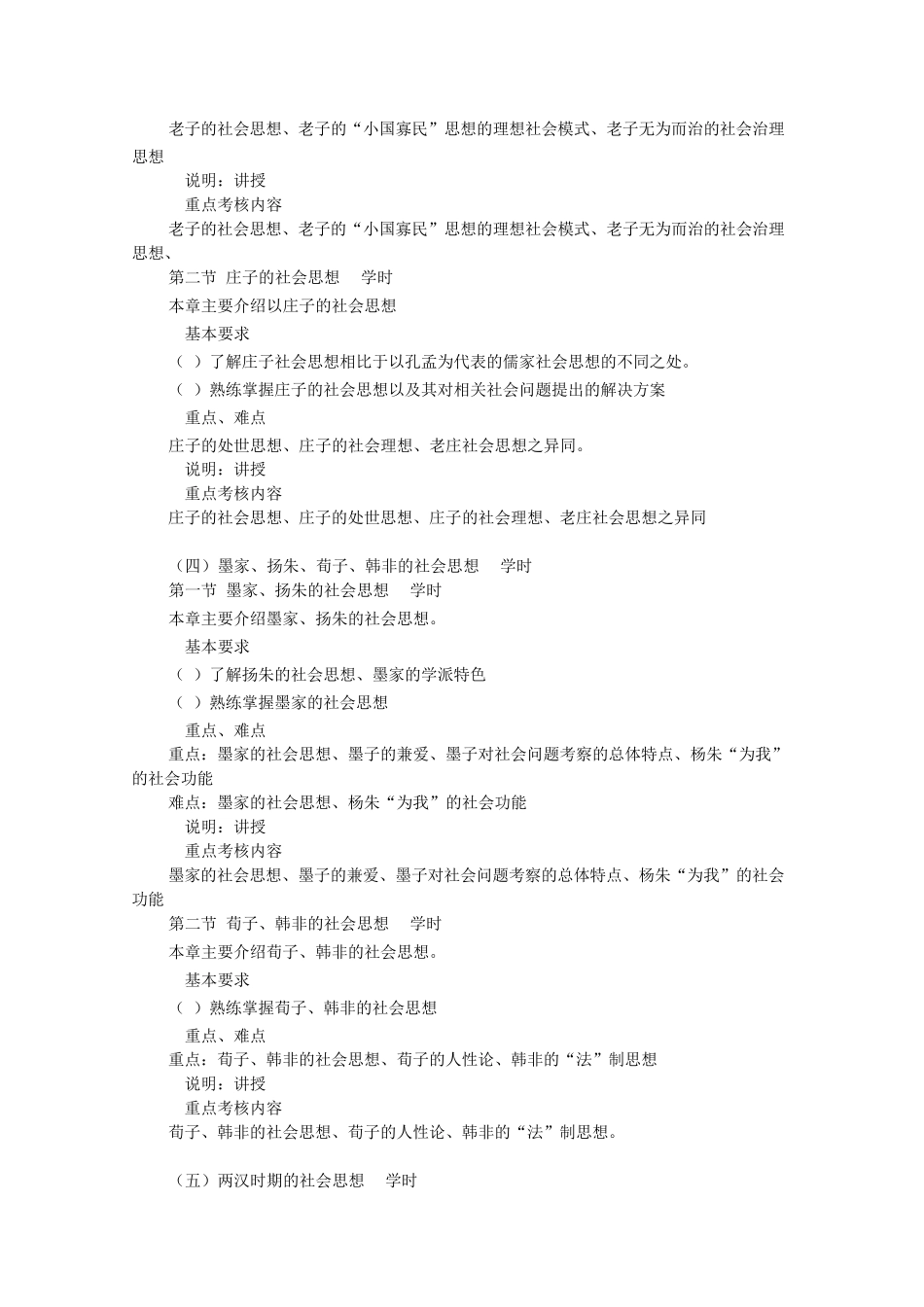 《中国社会思想史》本科课程教学大纲_第3页