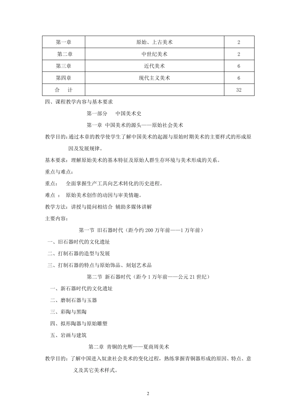 《中外美术史》课程教学大纲_第2页