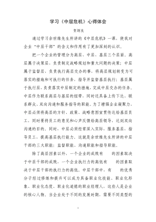 《中层危机》心得体会