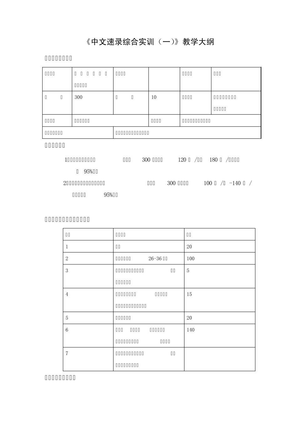 《中文速录综合实训》教学大纲_第1页