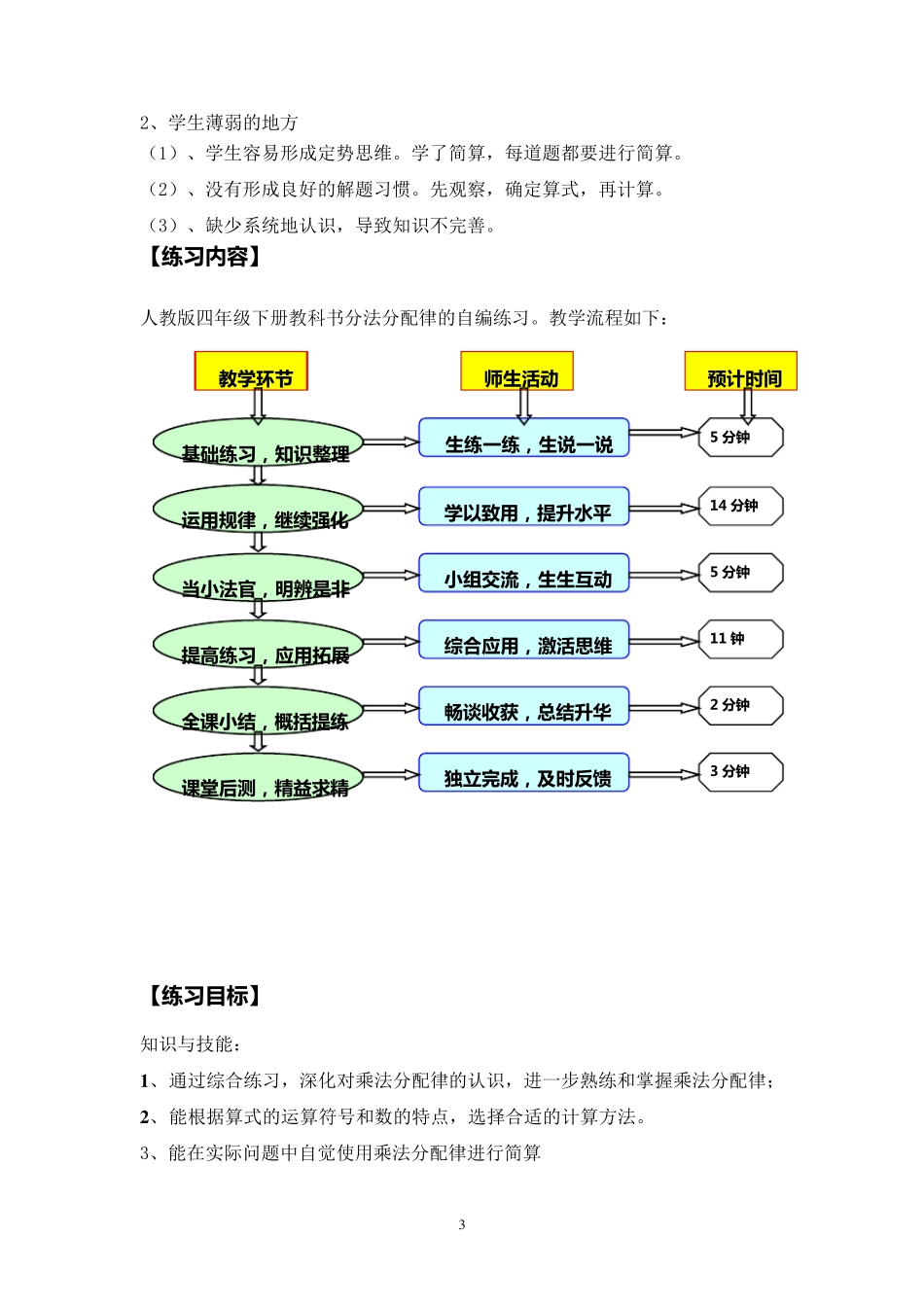 《乘法分配律》练习课教学设计_第3页