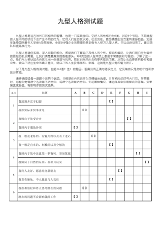 《九型人格》测试题