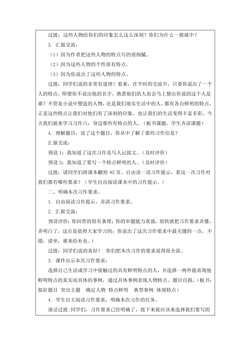 《习作：身边那些有特点的人》教案(附写作范文)_第2页