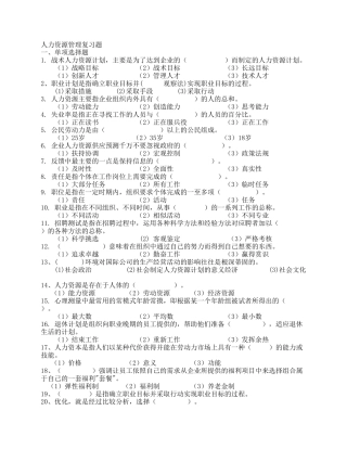 《人力资源管理》复习题