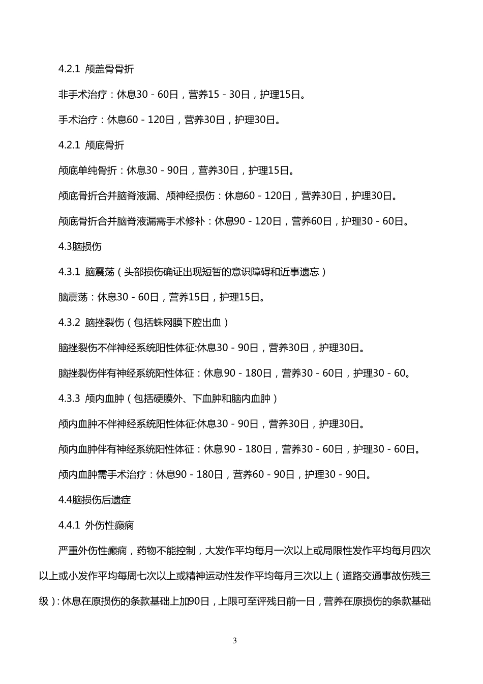 《人身损害受伤人员休息期、营养期、护理期评定标准》_第3页