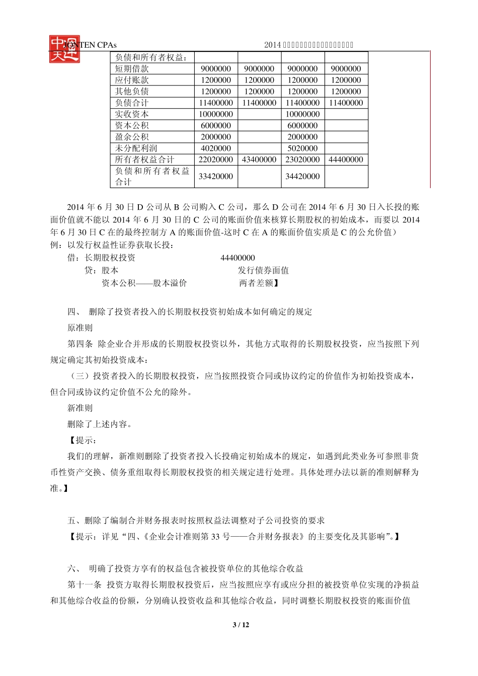 《企业会计准则第2号长期股权投资》的主要变化及其影响_第3页