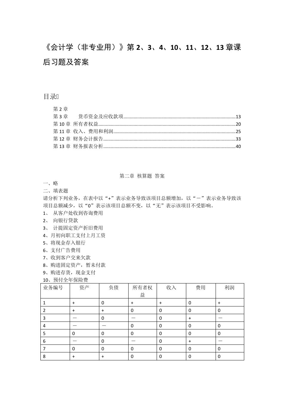 《会计学(非专业用)》(徐经长、孙蔓丽、周华)课后习题及答案_第1页