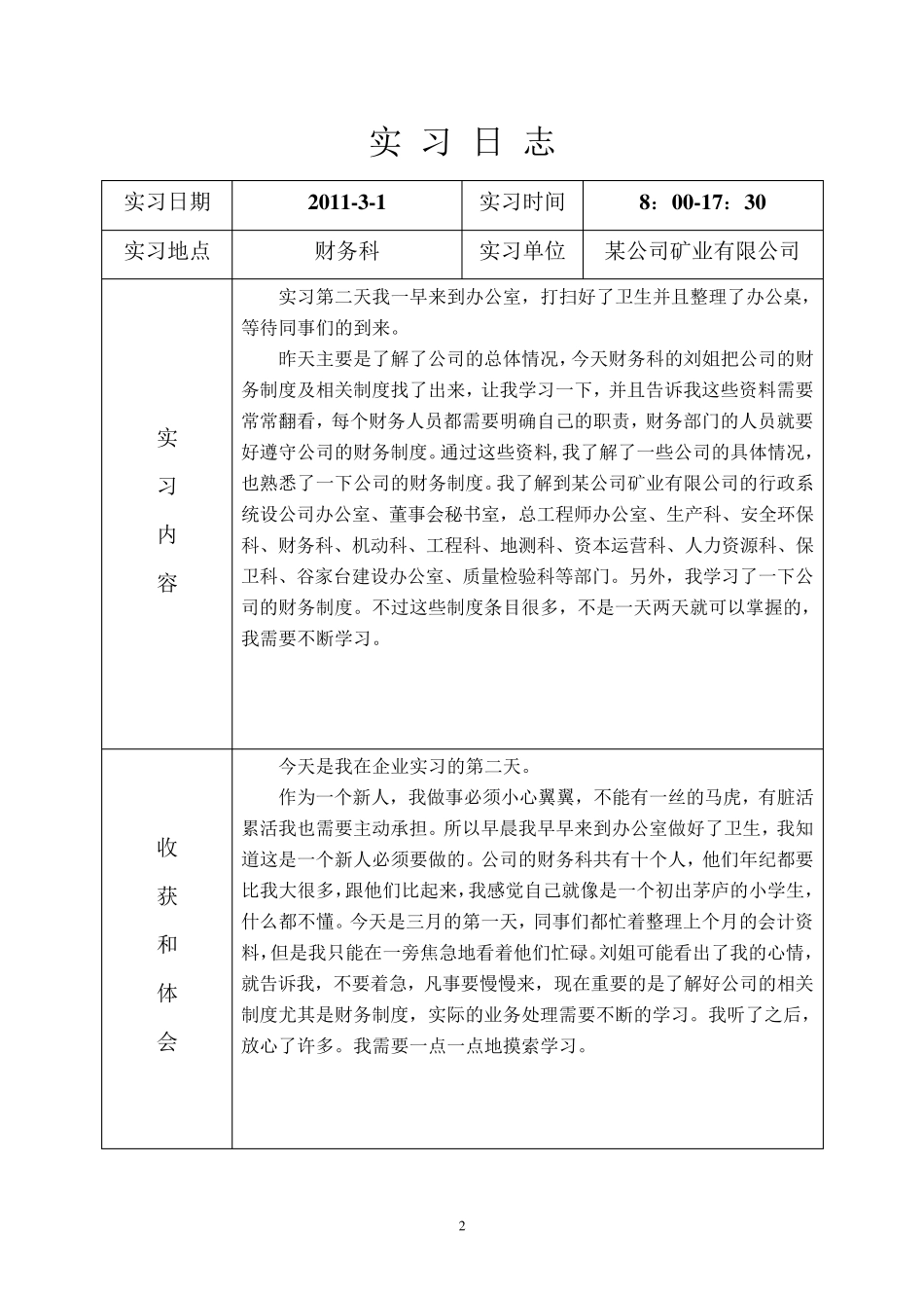 《会计毕业实习日志》30篇_第2页