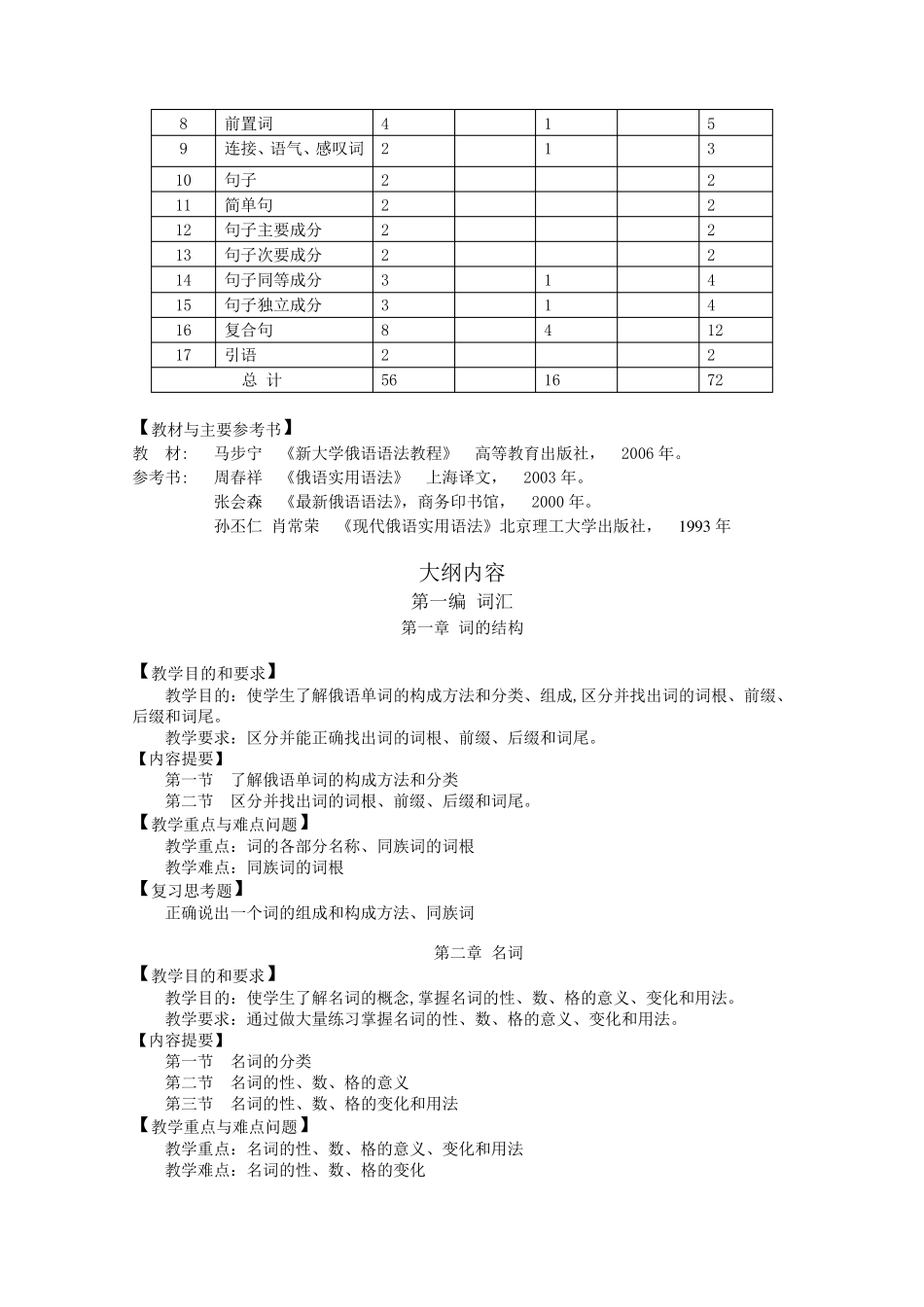 《俄语语法》课程教学大纲_第2页