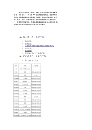 《全国工农业产品(商品、物资)分类与代码》国家标准