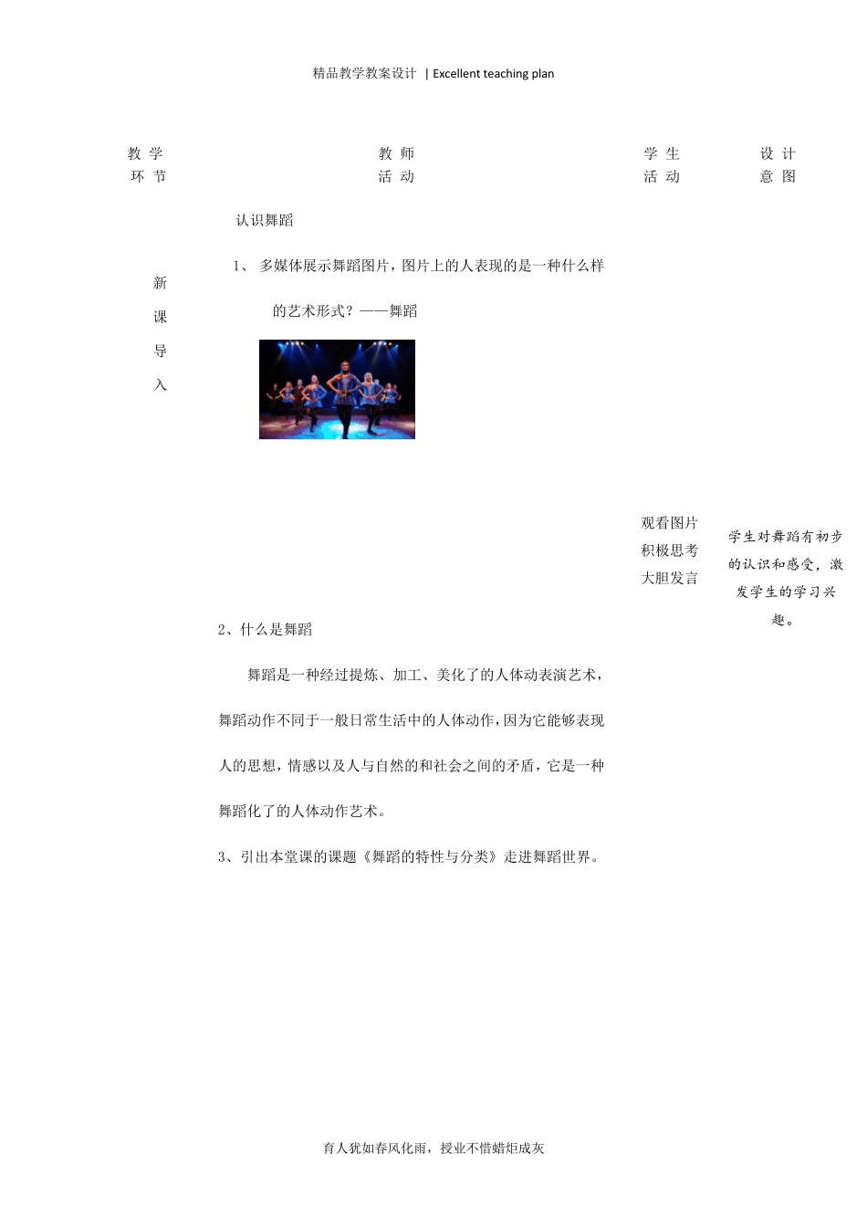 《公共艺术音乐篇》教案新部编本(第四单元舞蹈的魅力)_第3页