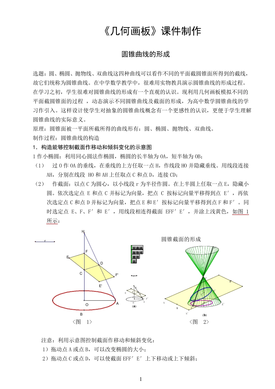 《几何画板》圆锥曲线的形成和画法_第1页