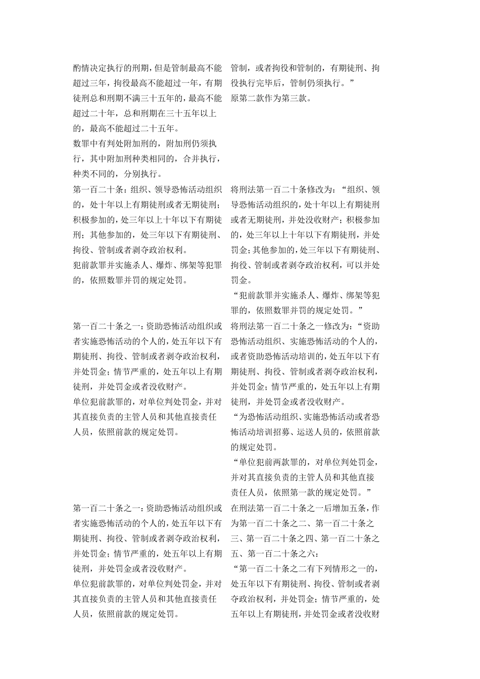 《刑法修正案》前后对比表格_第2页