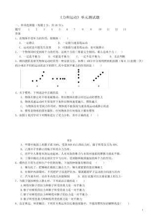《力和运动》单元测试题及答案