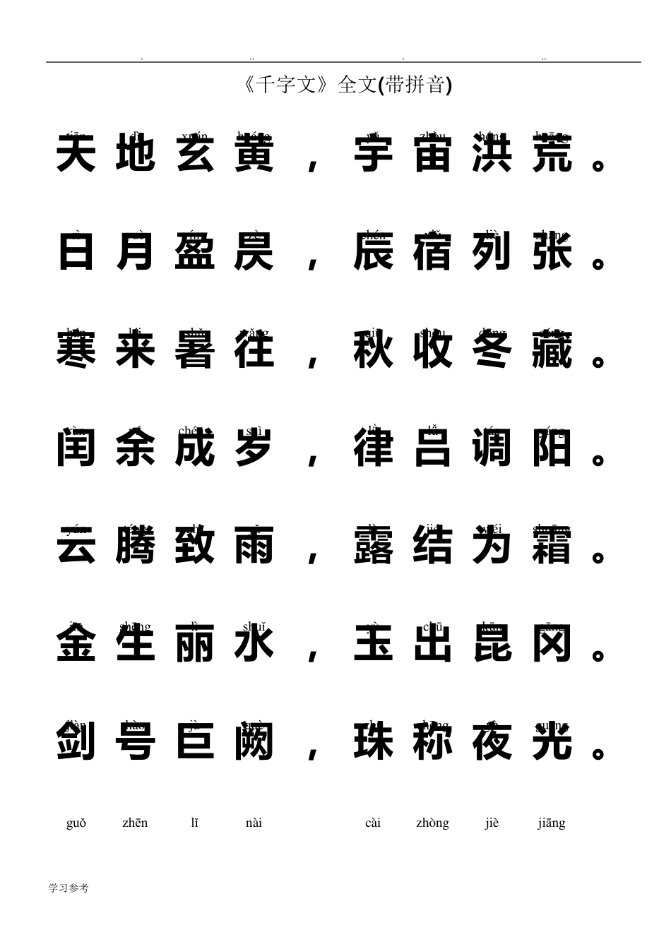 《千字文》全文(带拼音)_第1页