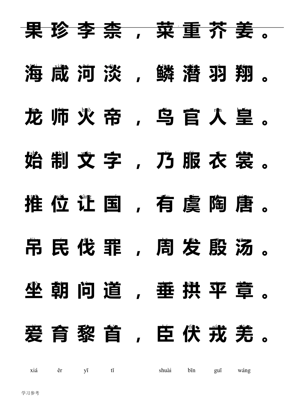 《千字文》全文(带拼音)_第2页