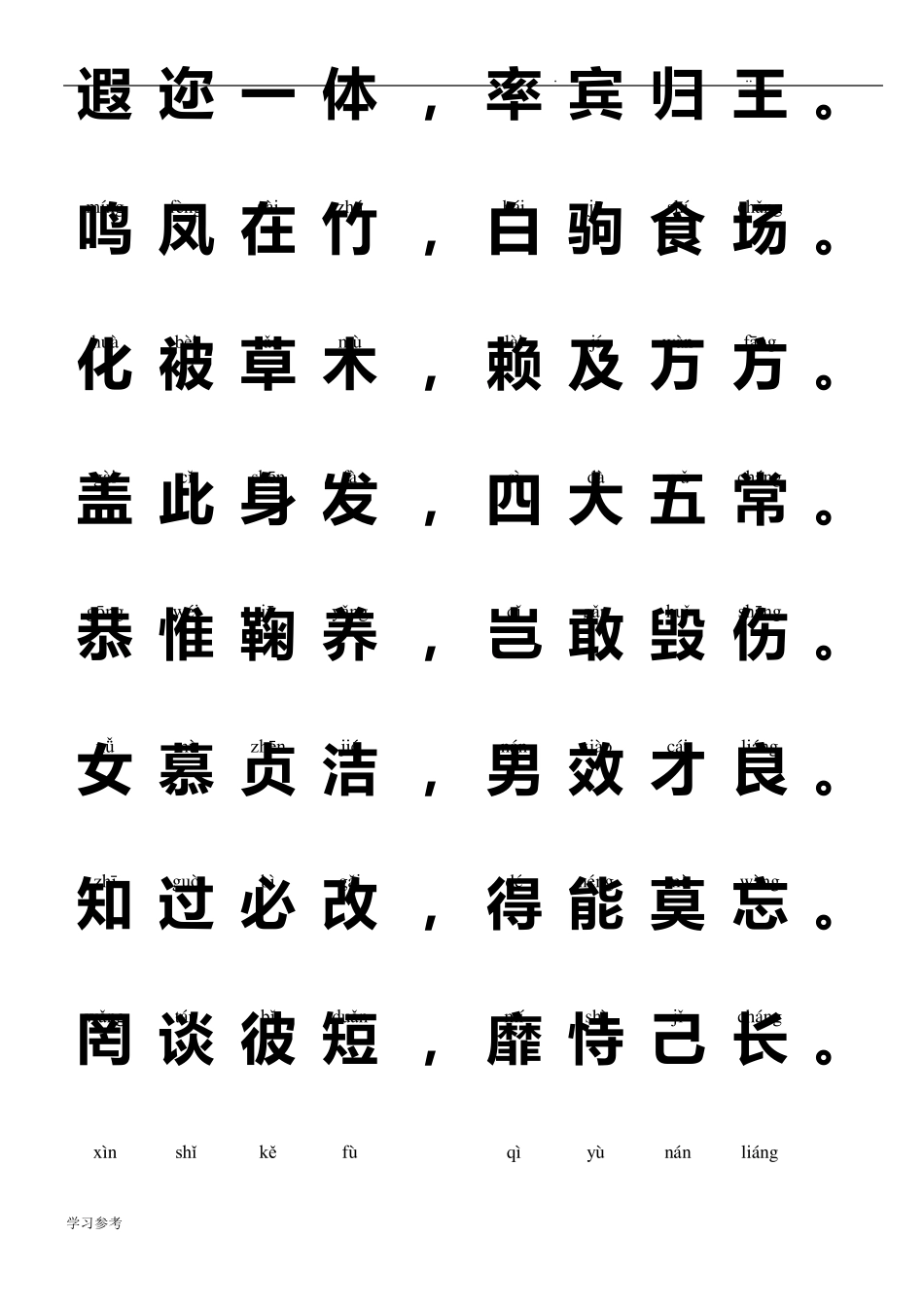 《千字文》全文(带拼音)_第3页