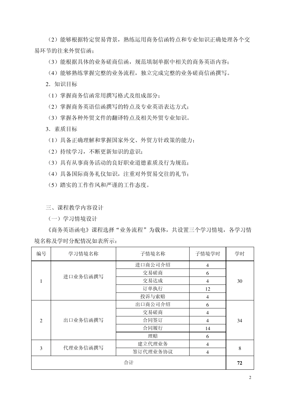 《商务英语函电》课程标准_第2页