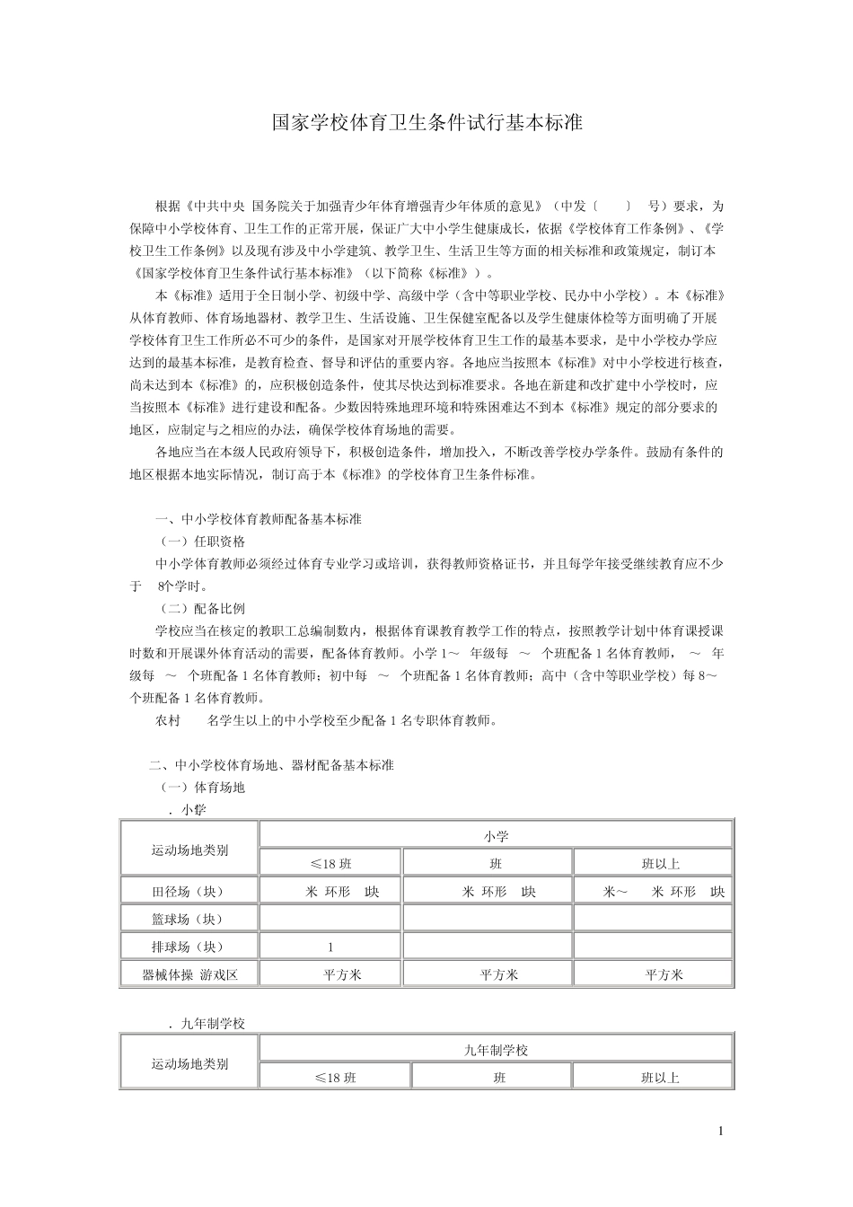 《国家学校体育卫生条件试行基本标准》(教体艺〔2008〕5号)_第1页