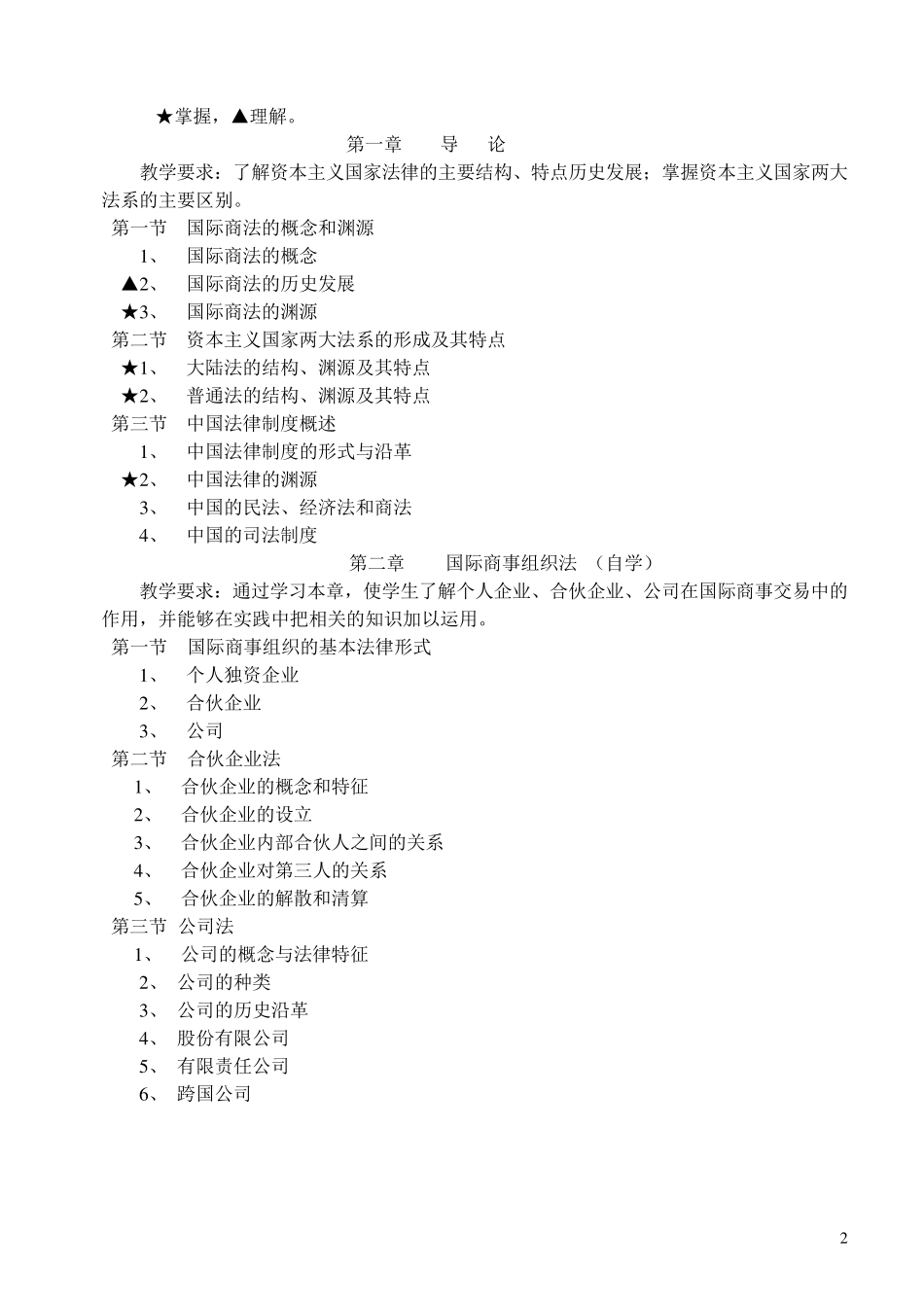 《国际商法》教学大纲_第2页