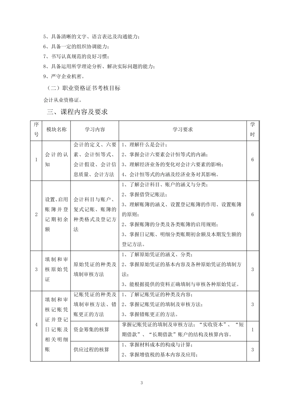 《基础会计》课程标准_第3页