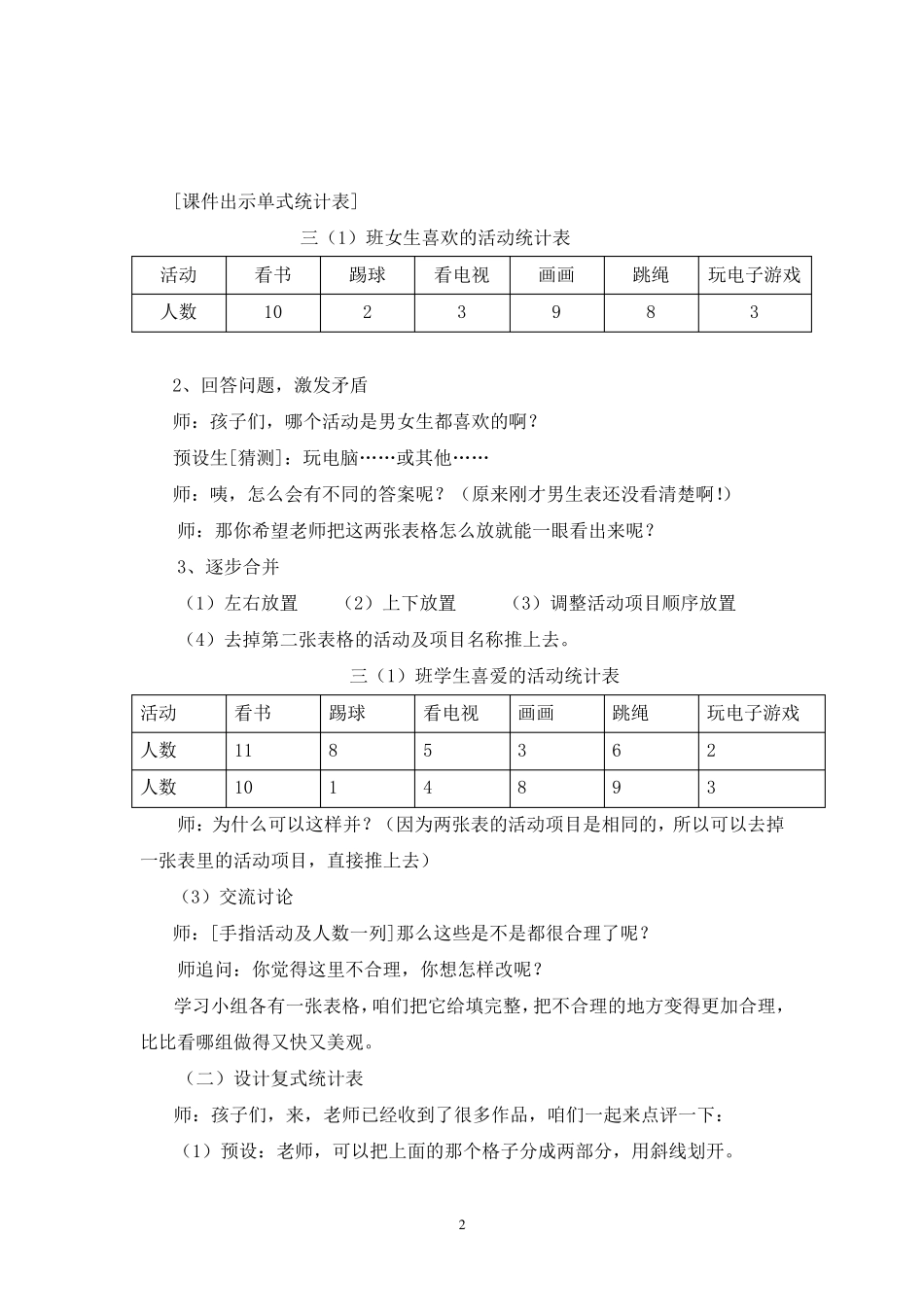 《复式统计表》教学设计_第2页