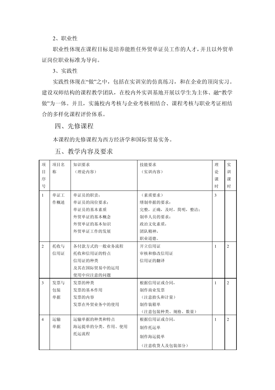 《外贸单证》课程标准_第3页