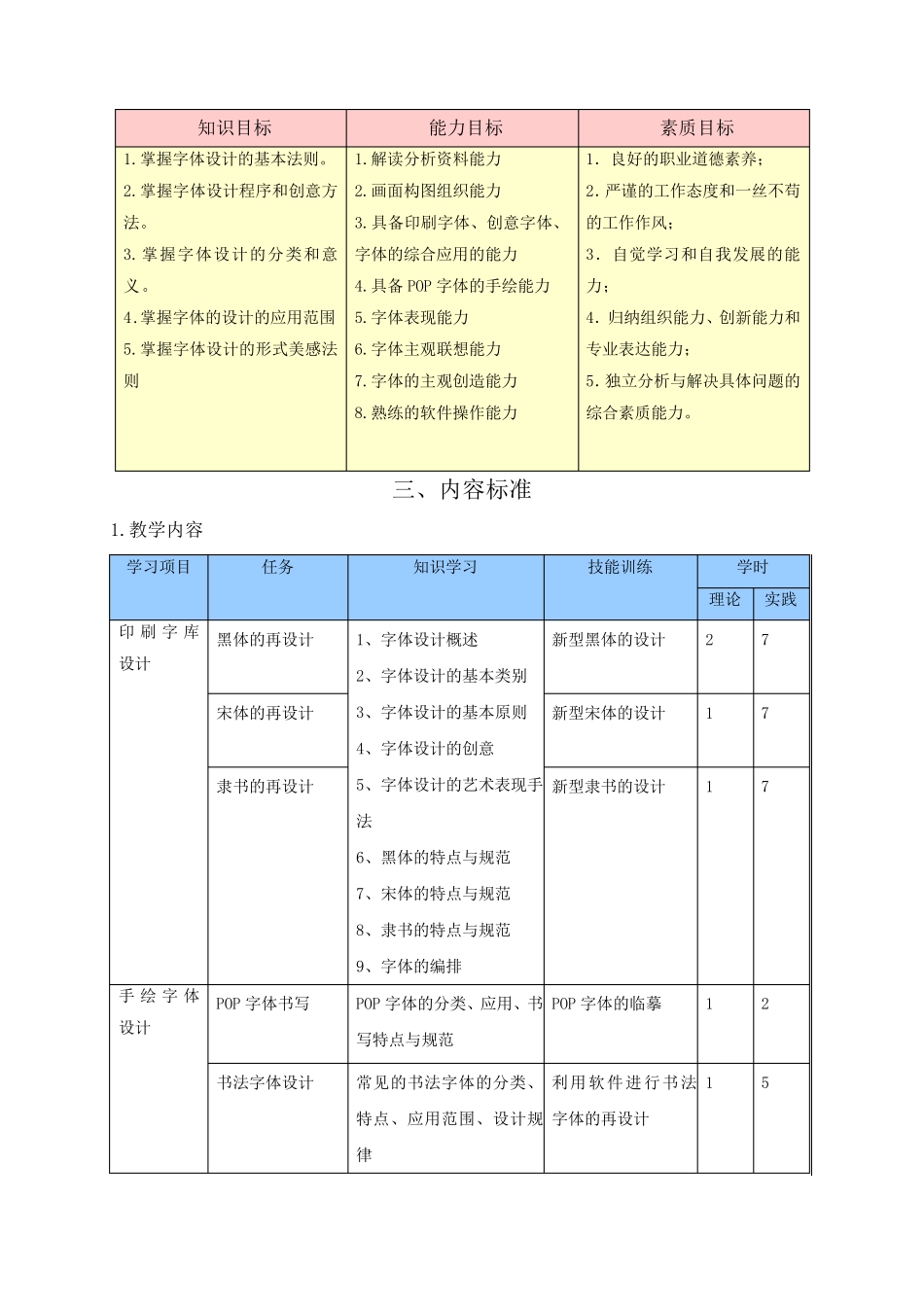 《字体设计》课程标准高职项目课程版_第3页