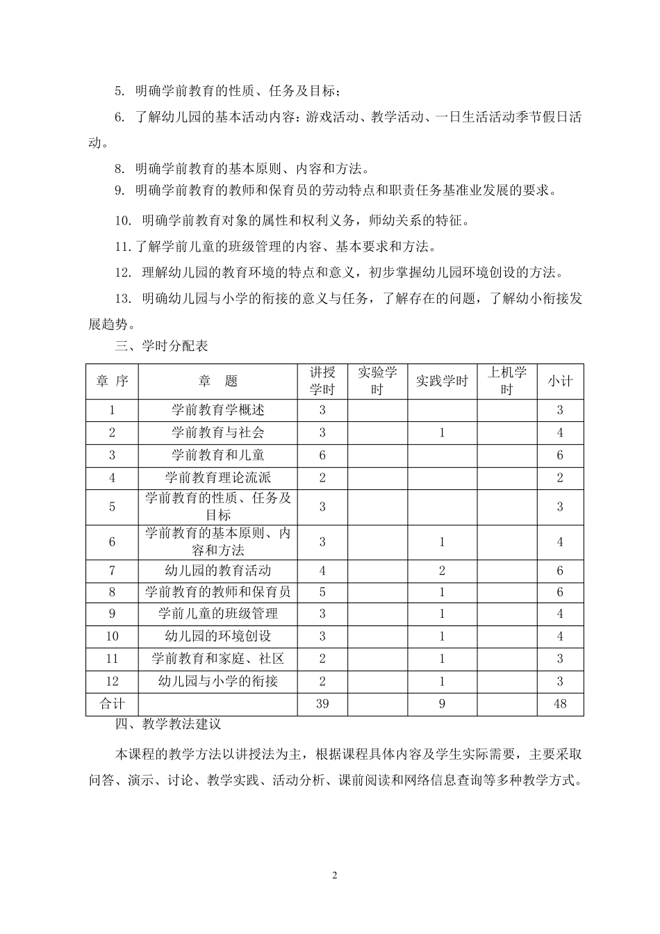 《学前教育学》教学大纲_第2页