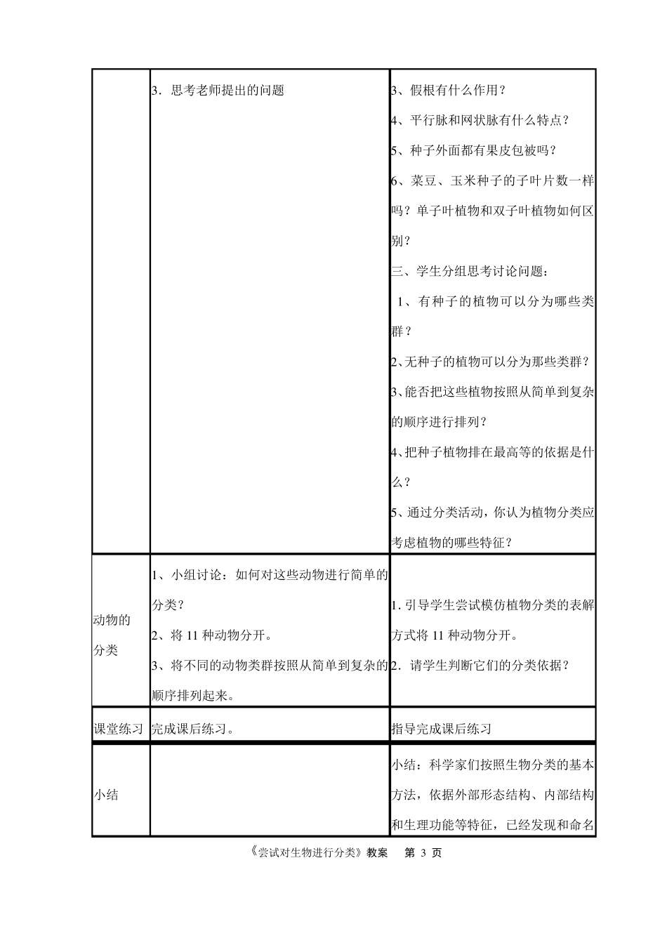 《尝试对生物进行分类》教案_第3页