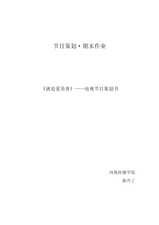 《就是爱美食》电视节目策划书