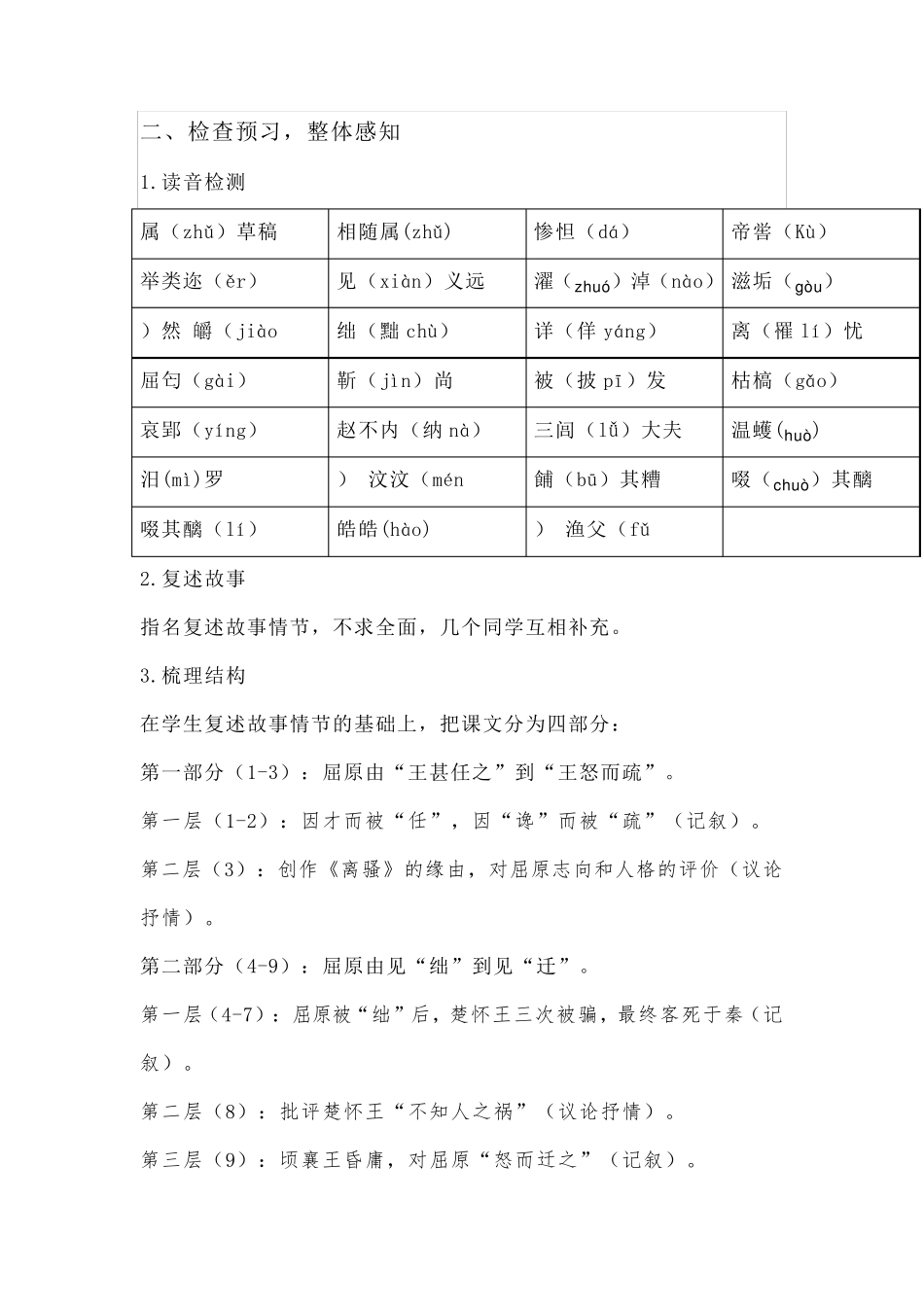 《屈原列传》教案教学设计_第3页