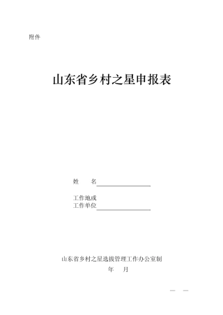 《山东省乡村之星申报表》