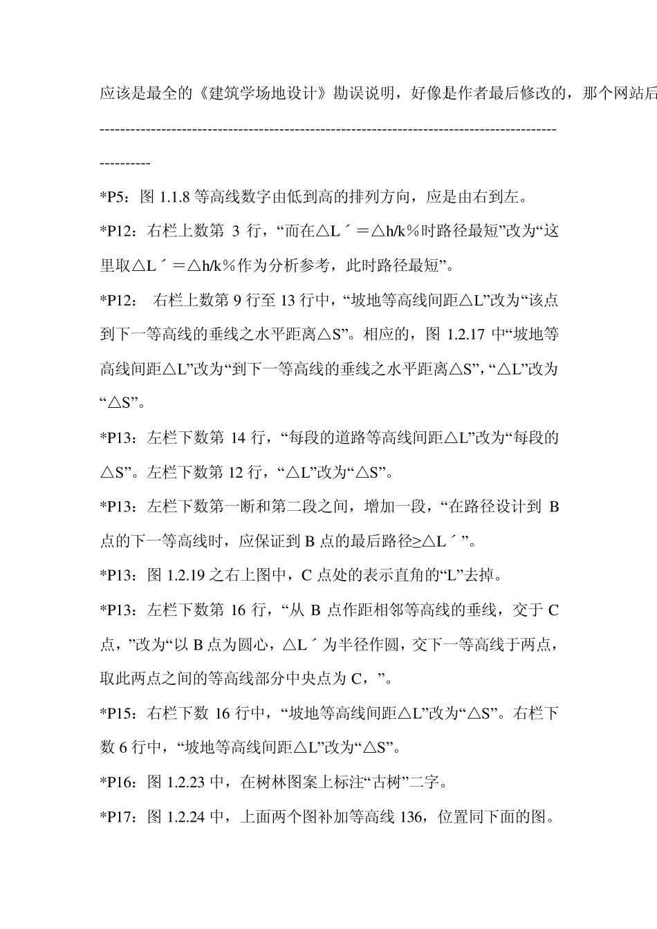 《建筑学场地设计》闫寒第一版勘误说明_第1页