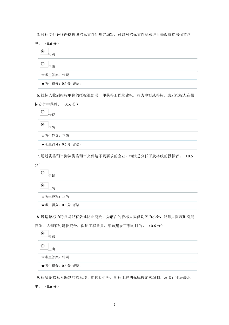 《建筑工程项目招投标与合同管理》形成性考核二17.4分_第2页