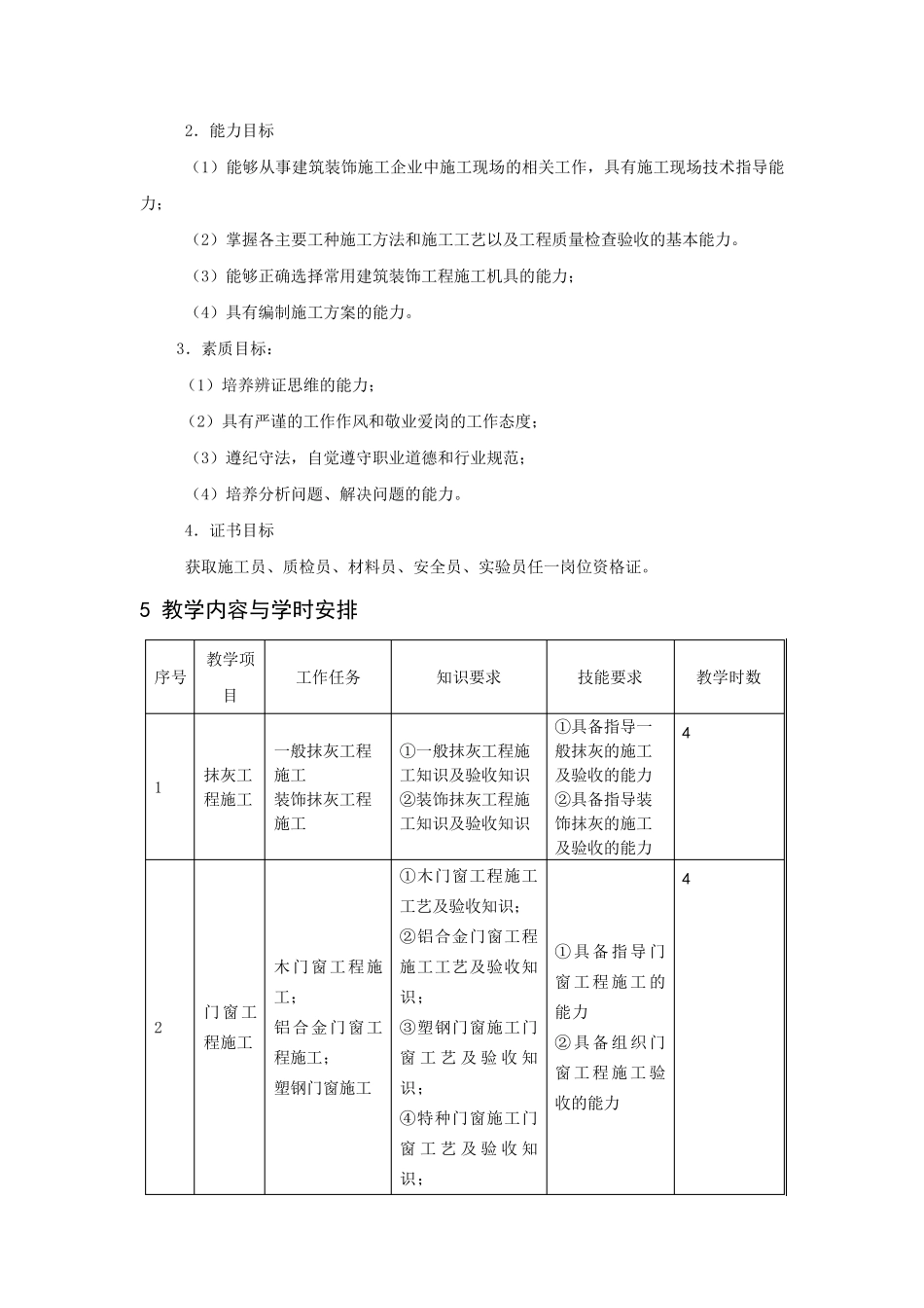 《建筑装饰工程施工》课程标准_第2页