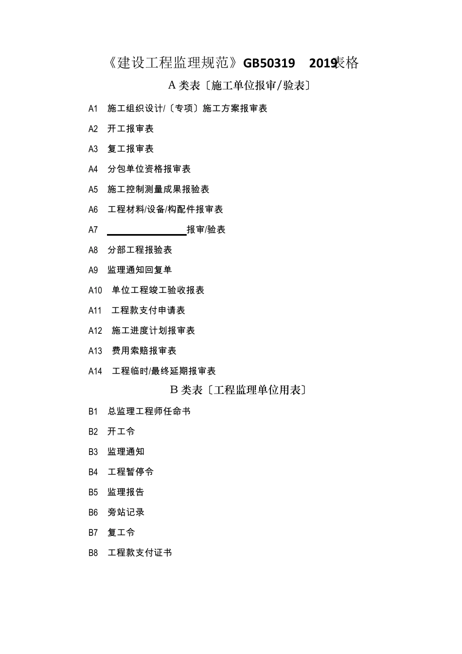 《建设工程监理规范》GB503192019表格_第1页