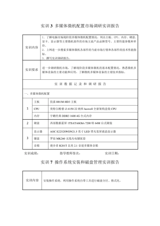《微机系统与维护》实训报告