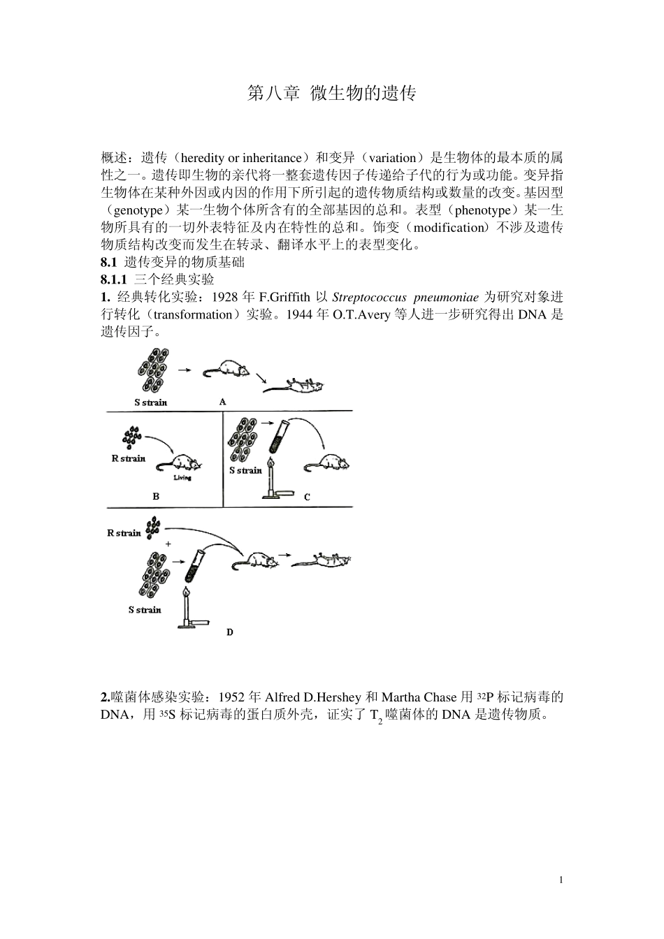 《微生物学》主要知识点08第八章微生物的遗传_第1页