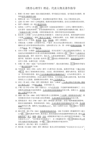 《教育心理学》理论、代表人物及著作指导