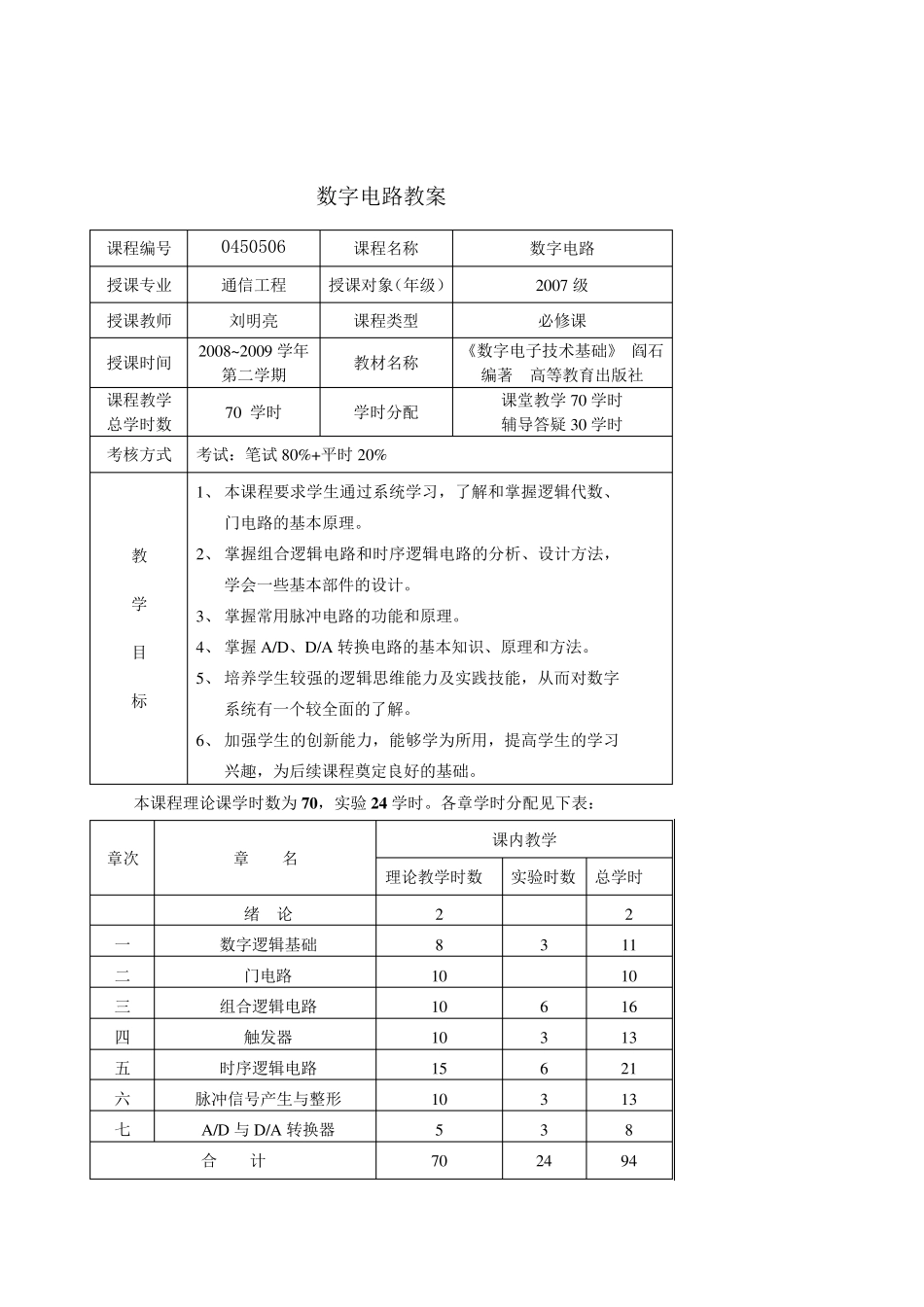 《数字电子技术基础》_阎石编著_数字电路教案_第1页