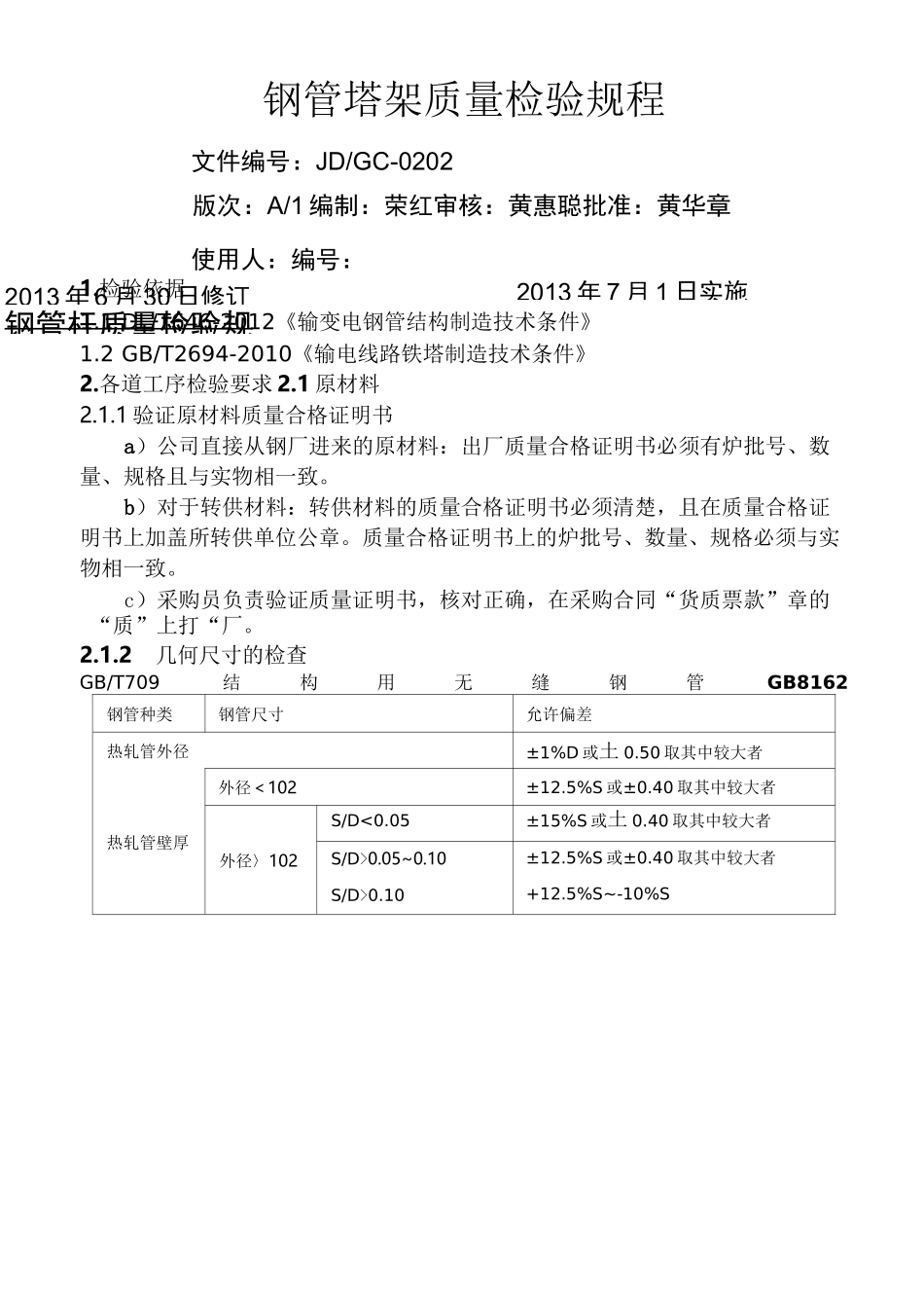 钢管杆质量检验规程_第1页