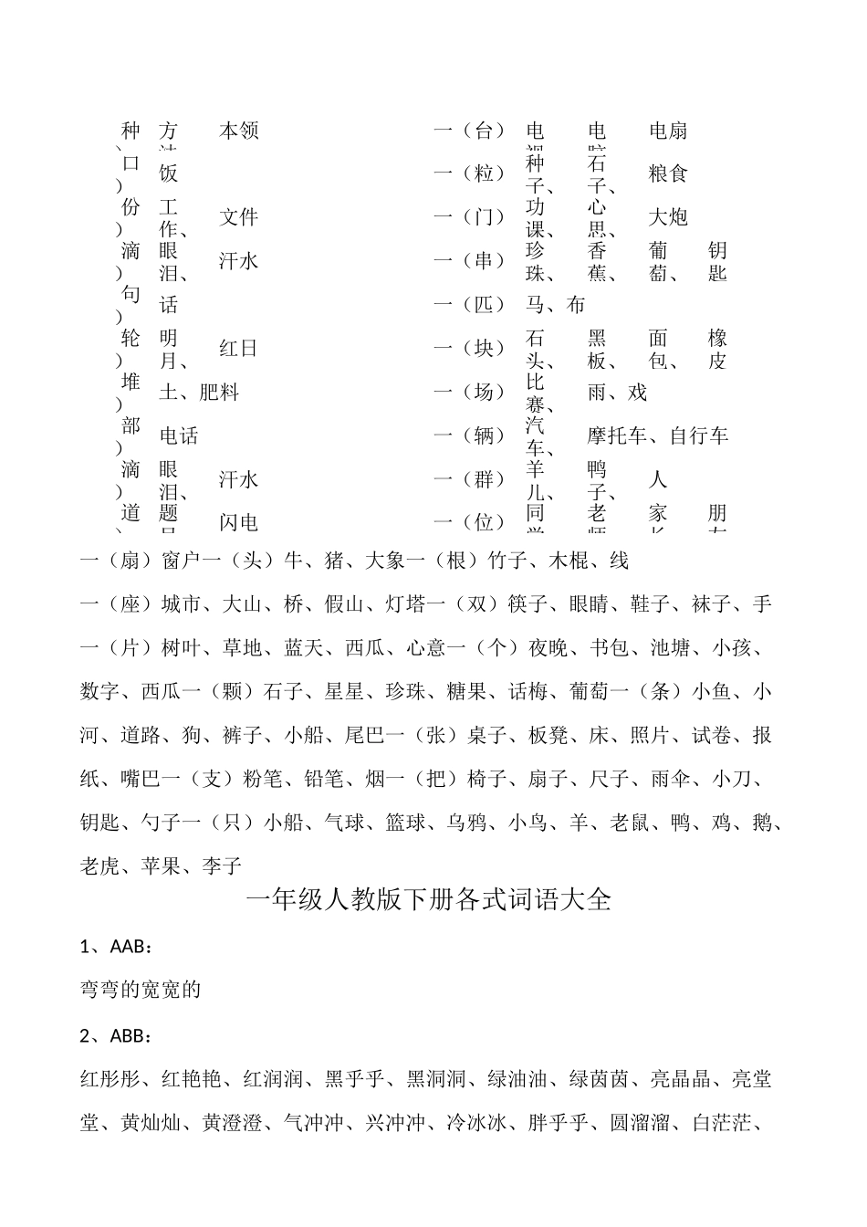 一年级词语积累大全_第3页