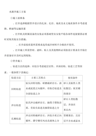 水源井施工方案
