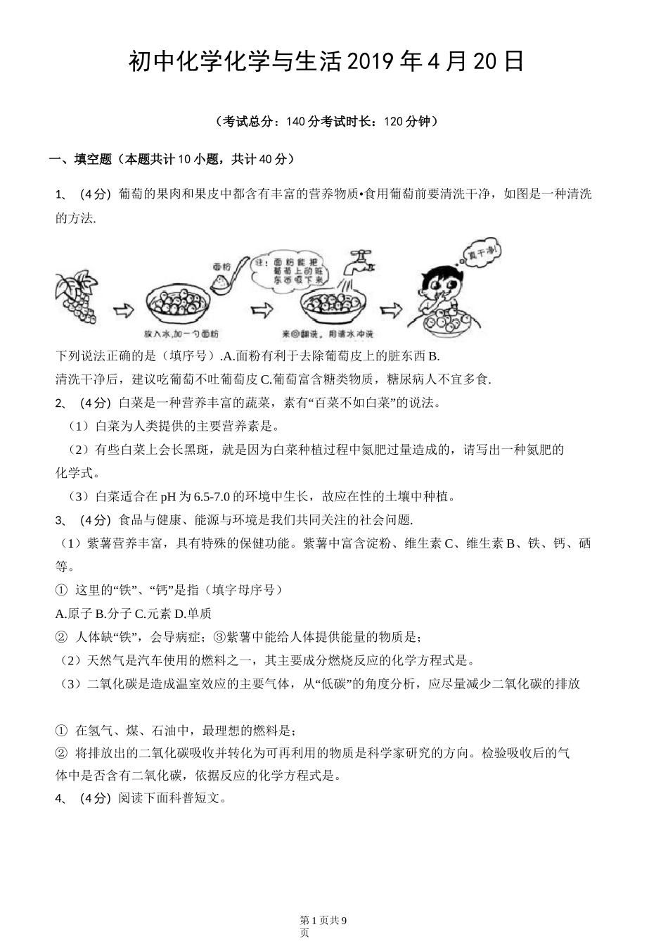 初中化学化学与生活_第1页