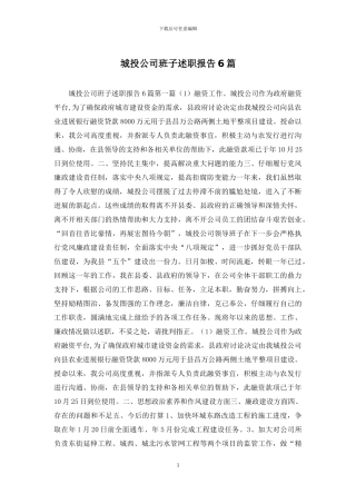 城投公司班子述职报告6篇